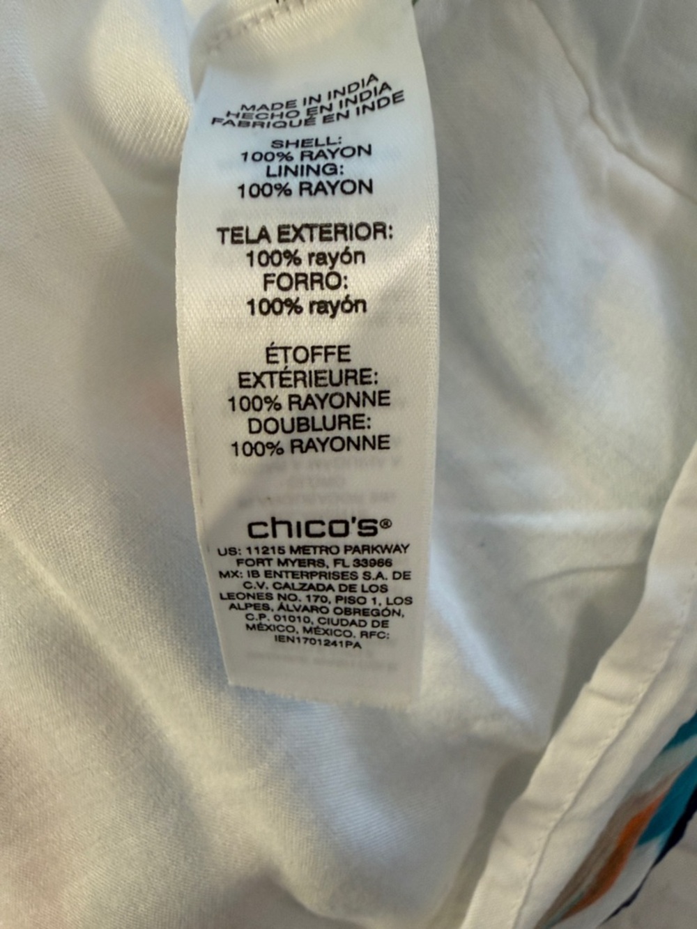 Chico’s Casual Teal & Orange Printed Tiered Babydoll Dress - Picture 7 of 8